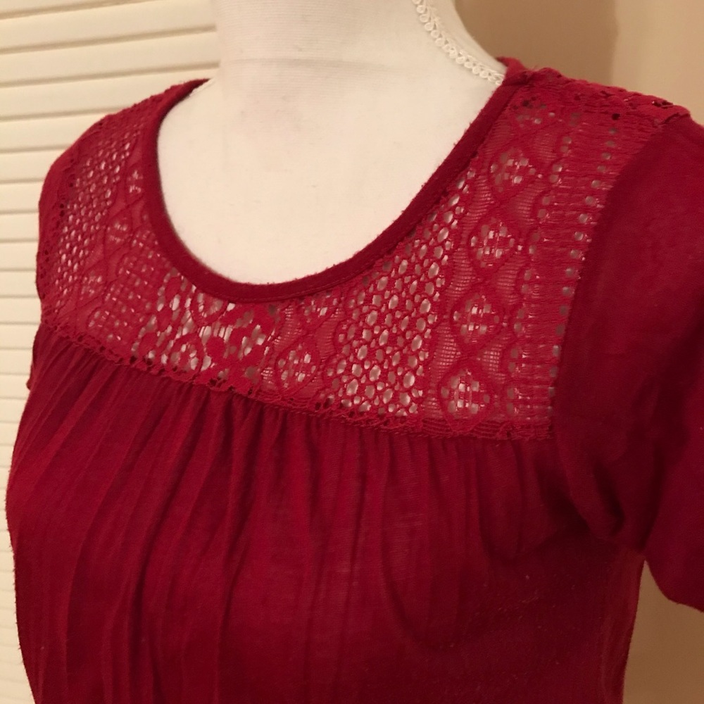 Red crochet trim top